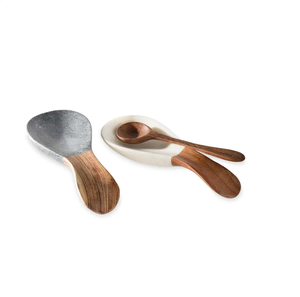 Porte-cuillère en bois et marbre porte-ustensile porte-cuillère en bois pour cuisine et restaurant table à dîner cuillère de service utilisation repose - Product Image 3