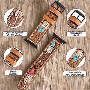 Correa de reloj de repuesto de grano superior de piel de vaca, accesorios de vaquero de 20mm, moda occidental, fabricante personalizado - Product Image 4