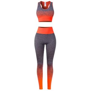 Traje de Yoga de dos piezas de alta calidad 2021, moda de Color degradado para deportes al aire libre, técnicas lavadas, conjunto de Fitness para Yogawear - Product Image 5
