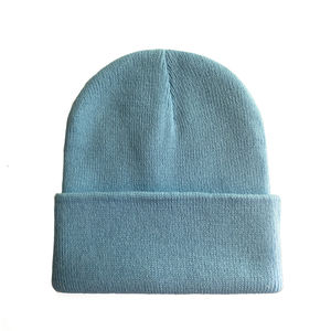 Automne et hiver chaud tricoté chapeaux unisexe simple manchette bonnet chapeau logo personnalisé couleur unie tricoté bonnet chapeaux 2026 - Product Image 1