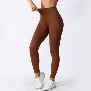 Women's High Waist Elastic Waist Tummy Control Slimming Solid Sweat-Wicking Gym <b>Tights</b> Scrunch Butt Yoga Pants Leggings - Product Image 5