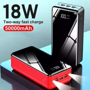 باور بانك بسعة 50000 مللي أمبير مع 4 منافذ USB، شاحن محمول 50000 مللي أمبير، بطارية خارجية تدعم الشحن السريع لهواتف شاومي المحمولة - Product Image 2