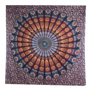 Tissu 100% coton imprimé numérique personnalisé Mandala indien tenture murale tapisserie plage jet Mandala tapisserie - Product Image 1