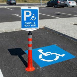 Kit de délimiteurs réfléchissants flexibles avec panneau d'avertissement pour stationnement handicapés, signalisation routière en PVC pour usage routier - Product Image 6