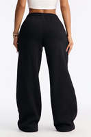 Pantalon de survêtement en molleton à jambes larges noir et blanc pour femmes, taille élastique, respirant, écologique, streetwear décontracté avec panneau latéral
