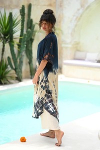 แจ็กเก็ตแบบมีกระดุมสำหรับ100% ผ้าคอตตอนมัดย้อมระบายอากาศได้ดีซักได้น้ำหนักเบาสไตล์กิโมโนสำหรับเทศกาลท่องเที่ยวแบบลำลอง - Product Image 5