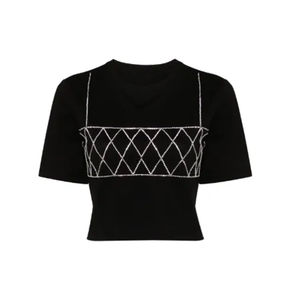 T-shirt pour femme de haute qualité, coupe classique, avec strass, confortable, écologique, prix d'été, prix de gros - Product Image 6