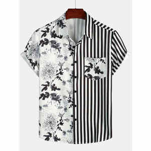 Haute qualité hommes été sergé 100% coton chemises hawaïennes respirant séchage rapide à manches courtes plage vacances vêtements en gros - Product Image 4