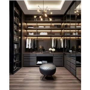 ตู้เสื้อผ้าแบบโมดูลาร์ MFC พร้อมฝาครอบอะคริลิค เฟอร์นิเจอร์ห้องนอนทันสมัย ราคาถูก ขนาดสั่งทำได้ ตู้เสื้อผ้าไม้ มาตรฐาน CARB P2 - Product Image 3