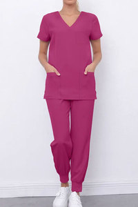 Uniforme de enfermera tejido personalizado con cuello en V de fabricantes de uniformes médicos femeninos de moda personalizado - Product Image 6