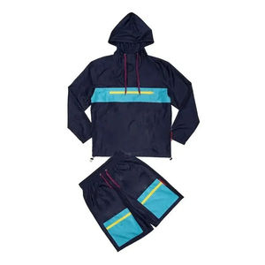 Conjunto corto cortavientos de nailon de diseño personalizado unisex, ligero e impermeable, chándal de alta calidad con cremallera para hombre - Product Image 4