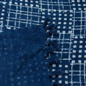 Indio hecho a mano suave algodón azul índigo alta calidad bohemio viaje tiro hecho a mano bloque impreso sofá cama cubierta con borla - Product Image 3