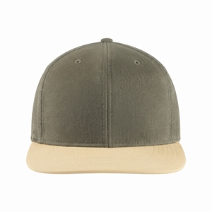หมวกแก๊ปแบบ Snapback 6 แผง สีเขียวมะกอก ขอบสีเบจ สีพื้นเรียบง่าย สำหรับผู้ใหญ่ ใส่ได้ทุกฤดู สองสี - Product Image 1