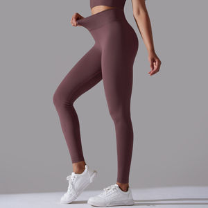 Mujeres Deep V Contour Line Seamless Yoga Leggings Deportivo Pantalones De Yoga Cintura alta Gimnasio Entrenamiento Medias - Product Image 5