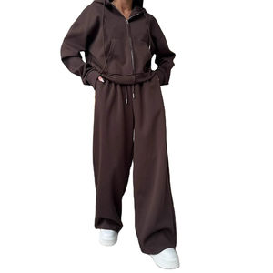 ชุดจ็อกเกอร์สไตล์ลำลองสำหรับผู้หญิง เสื้อฮู้ดดี้โอเวอร์ไซส์พร้อมกางเกงขายาวผ้าฝ้ายหนานุ่ม ระบายอากาศได้ดี เหมาะสำหรับทุกเพศ - Product Image 1