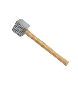 Wood Handle Meat Tenderizer,Aluminum, Tan Medium