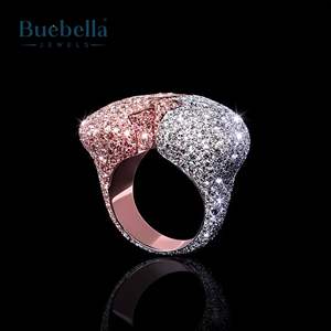 Anillo de diamante redondo de moissanita en forma de corazón roto grueso helado completo S925 anillo de estilo Hip Hop de plata esterlina para hombres - Product Image 3