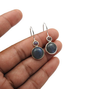 Pendientes de gancho clásicos de piedras preciosas de labradorita Natural de Plata de Ley 925 de diseño de gama alta de lujo para mujer y niñas joyería Bohemia - Product Image 3