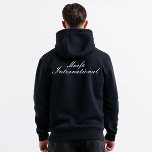 Vente en gros de sweats à capuche d'hiver personnalisés avec logo brodé, en coton noir, en molleton, surdimensionnés pour hommes par Marfa International - Product Image 6