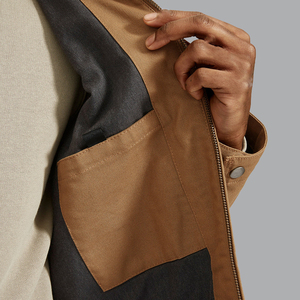 OEM High Quality Custom Logo <b>Men's</b> Vintage Canvas <b>Jacket</b> Customized Metal Zipper Canvas <b>Filled</b> Cotton Padding <b>Men</b> Work <b>Jacket</b> - Product Image 6