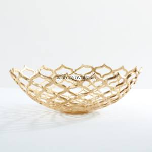 Latest Pattern Arrival High Standard Quality High Grade Gold Plated Unique Fancy Designer <b>Table</b> Centerpiece Fruits Serving Bowl - Product Image 1