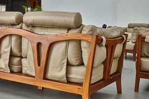 Fauteuil de salon simple à cadre en bois de teck massif moderne et élégant de canapé ensemble de meubles pour le salon ensemble de meubles d'extérieur - Product Image 4