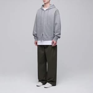 Sweat-shirt à capuche zippé noir uni pour homme avec poches avant et cordon de serrage, sweat-shirt décontracté surdimensionné à fermeture éclair intégrale pour l'automne - Product Image 5