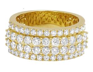 Bague pour homme à double rangée en or jaune 10 carats sertie de diamants de laboratoire, bijoux de luxe hip-hop tendance - Product Image 1