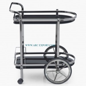 Marvelous Designing Black Powder Coated Modern <b>Large</b> Food Serving Trolley Standard Decorative New Arrival Hotels Serving Carts - Product Image 4