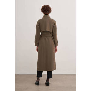 Abrigo de lana impermeable de doble botonadura color caqui vintage para mujer - Product Image 6