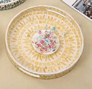 ที่มีคุณภาพสูงและการออกแบบใหม่แม่ของมุกถาดให้บริการฝังเปลือกหอยที่มีการจัดการสำหรับตกแต่งห้องนั่งเล่น - Product Image 4