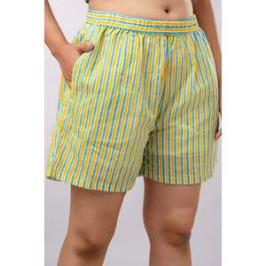 Pijama a Rayas Amarillo y Verde Mar para Mujer, con Cintura Elástica, Logotipo Personalizado, Tela Suave Tejida, para Uso en Casa y Nupcial - Product Image 6