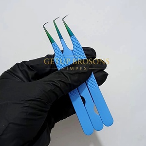 Pinzas para Pestañas de Alta Calidad GETUP BROSONS IMPEX de 90 Grados, Acero Inoxidable, Color Azul, Punta Lisa, Antiestáticas y Antimagnéticas - Product Image 3