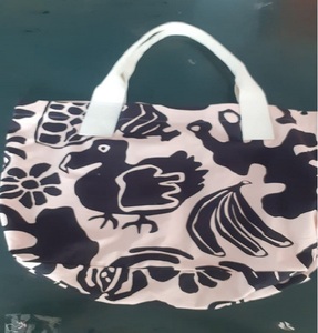 Sacs à main de haute qualité pour femmes 100% pur coton fleur imprimé poignées à rayures nouveau Design de mode Logo personnalisé toile GOTS - Product Image 3