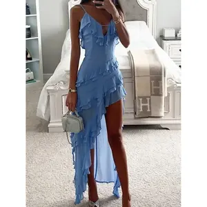 Vestido de Playa Maxi Midi con Volantes, Elegante Traje de Baño para Mujer - Product Image 1