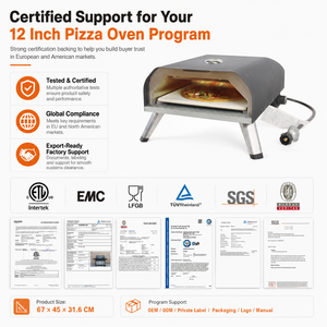 Horno de Pizza a Gas Profesional de 12/16 Pulgadas - Horno de Gas de Acero Inoxidable con Certificación ETL para Cocina al Aire Libre, Barbacoa y Cocción a Alta Temperatura - Product Image 5