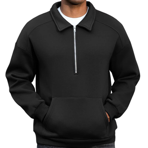 Venta al por mayor Hombres Quarter Zip Pullover Hoodie Moda personalizada Sudadera Casual Streetwear Warm OEM Proveedor Casual Fashion Warm - Product Image 1