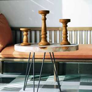 Bougeoir fait main en bois de manguier ensemble de 3 pièces fabricant indien support décoratif pour la maison noël sculpté fabricant personnalisé - Product Image 2