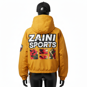 Veste coupe-vent en polyester 140 GSM pour femmes en jaune avec panneaux d'épaule camouflage et broderie de logo personnalisée Veste pour femmes - Product Image 2