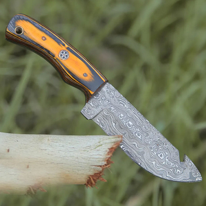 Cuchillo Plegable Damasco de Alta Calidad, Hoja de Acero Hecha a Mano, Mango de Madera con Diseño Grabado para Acampar al Aire Libre, Color del Mango - Product Image 6