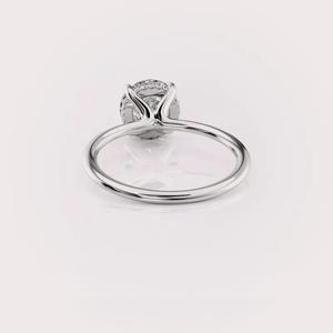 IGI Certified Round Lab Created Diamond Engagement <b>Ring</b> Solid 925 Sterling Silver Hidden Halo Bridal <b>Ring</b> - Product Image 4