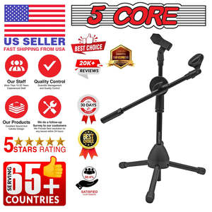 5 Core Mic Stand Floor Height Adjustable Short <b>Tripod</b> Microphone Stands w Telescoping Boom Arm - Product Image 6