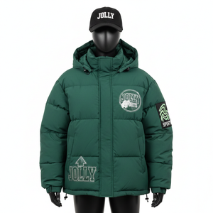 Veste matelassée pour femme, tissu en polyester, design à panneaux matelassés verts, logo brodé personnalisé, veste matelassée pour femme - Product Image 6