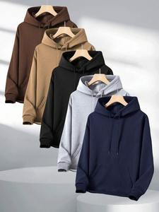 Sudadera con Capucha de Alta Calidad, 100% Algodón Fleece, 330g, Antiencogimiento, Talla Grande, Diseño 3D en Relieve, Lisa, para Hombre, Sin Forro, para Invierno - Product Image 5