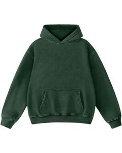 Sweat à capuche surdimensionné de style vintage en couleur vert forêt uni pour unisexe et avec poche kangourou en polaire douce, vêtement décontracté - Product Image 1