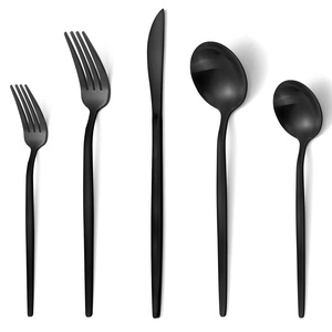 Exquisite Designer Stainless Steel Silverware Set Black Mirrored Finish for Weddings and Dinner Table for Hotels Restaurants - Product Image 1