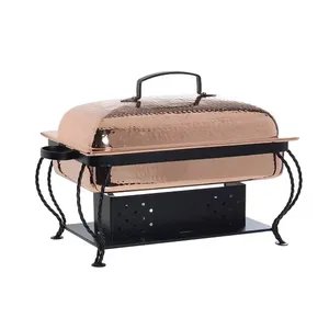 Plato de frotamiento de latón puro de grado alimenticio para ocasiones de boda de fiesta de hotel-Servidor de buffet de malla metálica personalizable para servir alimentos - Product Image 6