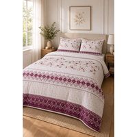 Ensemble de housse de couette double à motif floral, 100% coton respirant, literie blanche 180x240cm 120GSM