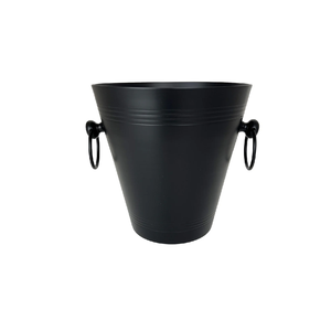 Seau à vin en métal personnalisé moderne refroidisseur de vin en métal seau à champagne noir poli avec poignée - Product Image 1