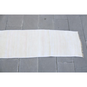 พรมวินเทจขนาด 1.6x8.9 ฟุต สีขาวชมพู ลายพรางตุรกี ทำจากขนสัตว์ - Product Image 5